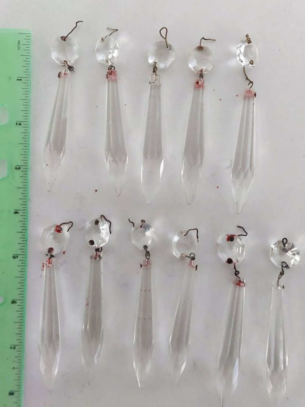 Vintage Glass Crystal Chandelier Icicle Drop Prism Set Lot of 11
